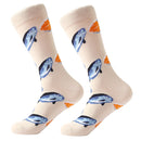 3 Pairs Cotton Various Cartoon Geometric Patterns Fashion Men Tube Socks(Fish)