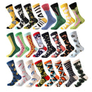3 Pairs Cotton Various Cartoon Geometric Patterns Fashion Men Tube Socks(Fish)