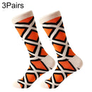 3 Pairs Cotton Various Cartoon Geometric Patterns Fashion Men Tube Socks(131-04)