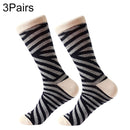 3 Pairs Cotton Various Cartoon Geometric Patterns Fashion Men Tube Socks(131-03)