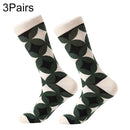 3 Pairs Cotton Various Cartoon Geometric Patterns Fashion Men Tube Socks(131-02)