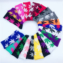 3 Pairs High Tube Hemp Leaves Female Men Trend Wild Maple Leaf Students Cotton European and American Style Socks(White and Pink)