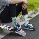3 Pairs High Tube Hemp Leaves Female Men Trend Wild Maple Leaf Students Cotton European and American Style Socks(White and Pink)