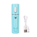 Facial Steamer Nano Steamer Handy Face Moisture Sprayer Rechargeable Mini USB Charging Automatic Alcohol Sprayer(Light blue)