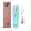 Facial Steamer Nano Steamer Handy Face Moisture Sprayer Rechargeable Mini USB Charging Automatic Alcohol Sprayer(Light blue)