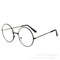 Retro Large Round Eyeglasses Metal Frame Anti Blue-ray Plain Glass Spectacles(Black)
