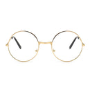 Retro Large Round Eyeglasses Metal Frame Anti Blue-ray Plain Glass Spectacles(Gold)