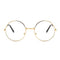 Retro Large Round Eyeglasses Metal Frame Anti Blue-ray Plain Glass Spectacles(Gold)
