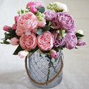 5 PCS Artificial Rose Flowers Small Bouquet Flores Home Party Wedding Fake Flower Decoration(Blue)
