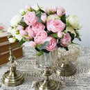 5 PCS Artificial Rose Flowers Small Bouquet Flores Home Party Wedding Fake Flower Decoration(Blue)