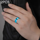 2 PCS Men Ring, Ring Size:9 (Blue)