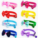 Adjustable Bow Knot Bell Collar Cat Dog Collars Pet Supplies(Sky Blue)