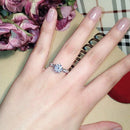 Female Classic Crystal Six-Claw Diamond Ring Wedding Ring, Ring Size:10(Rose Gold)