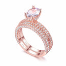 Double Row For Women Fashion Cubic Zirconia Wedding Engagement ring, Ring Size:10(Round White Gold)
