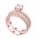 Double Row For Women Fashion Cubic Zirconia Wedding Engagement ring, Ring Size:10(Round White Gold)