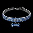 2 PCS Bling Rhinestone Dog Collar Crystal Puppy Chihuahua Pet Dog Collars Leash For Small Dogs Mascotas Accessories, Size:S (Blue)