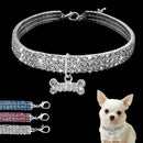 2 PCS Bling Rhinestone Dog Collar Crystal Puppy Chihuahua Pet Dog Collars Leash For Small Dogs Mascotas Accessories, Size:S (Blue)