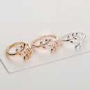 2 PCS Charms Tolive Tree Branch Leaves Adjustable Open Ring for Women(Gold)