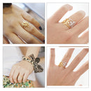 2 PCS Charms Tolive Tree Branch Leaves Adjustable Open Ring for Women(Rose Gold)
