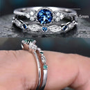 2 PCS/Set Women Fashion Zircon Gemstone Ring 9(Green)