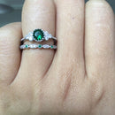 2 PCS/Set Women Fashion Zircon Gemstone Ring 9(Pink)