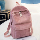 Soft Fabric Backpack Female Corduroy Design School Backpack for Teenage Girls Women(Pink)
