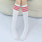 High Knee Socks Stripes Cotton Sports School Skate Long Socks for Kids(White+Blue-Red Strip)