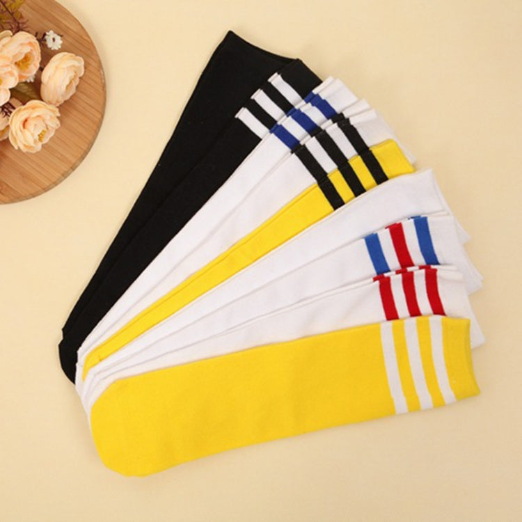 High Knee Socks Stripes Cotton Sports School Skate Long Socks for Kids(White+Blue-Red Strip)