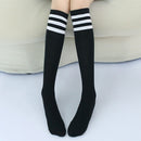 High Knee Socks Stripes Cotton Sports School Skate Long Socks for Kids(Black+White Strip)