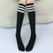 High Knee Socks Stripes Cotton Sports School Skate Long Socks for Kids(White+Blue-Red Strip)