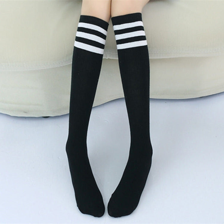 High Knee Socks Stripes Cotton Sports School Skate Long Socks for Kids(White+Blue-Red Strip)