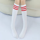 High Knee Socks Stripes Cotton Sports School Skate Long Socks for Kids(White+Blue-Red Strip)