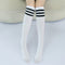 High Knee Socks Stripes Cotton Sports School Skate Long Socks for Kids(White+Blue-Red Strip)