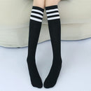 High Knee Socks Stripes Cotton Sports School Skate Long Socks for Kids(White+Blue Strip)