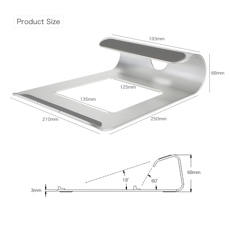 Aluminum Laptop Stand with Cooler for Mac Book Series / Laptop / Tablet PC / Smartphone