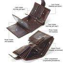 Vintage Men Wallet Genuine Leather Short Wallets Male Multifunctional Cowhide Male Purse Coin Pocket Photo Card Holder(Dark Coffee)