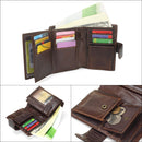 Vintage Men Wallet Genuine Leather Short Wallets Male Multifunctional Cowhide Male Purse Coin Pocket Photo Card Holder(Dark Coffee)