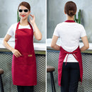 Pure Color Cooking Kitchen Apron For Woman Men Chef Waiter Cafe Shop BBQ Hairdresser Aprons(Red)