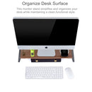 Monitor Stand Riser with Metal Feet for iMac MacBook LCD Display Printer, Lapdesk Tabletop Organizer Sturdy Platform Save Space(Dark Wood Grain)