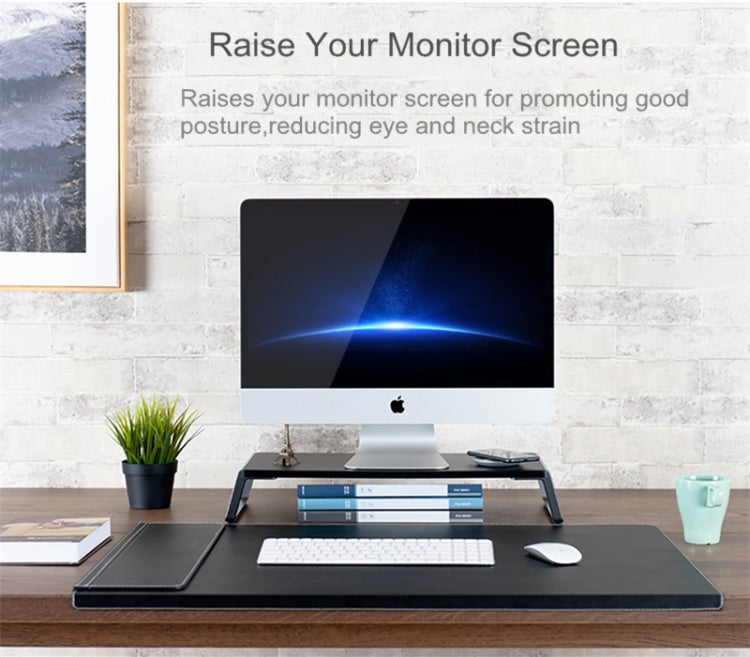 Monitor Stand Riser with Metal Feet for iMac MacBook LCD Display Printer, Lapdesk Tabletop Organizer Sturdy Platform Save Space(Dark Wood Grain)