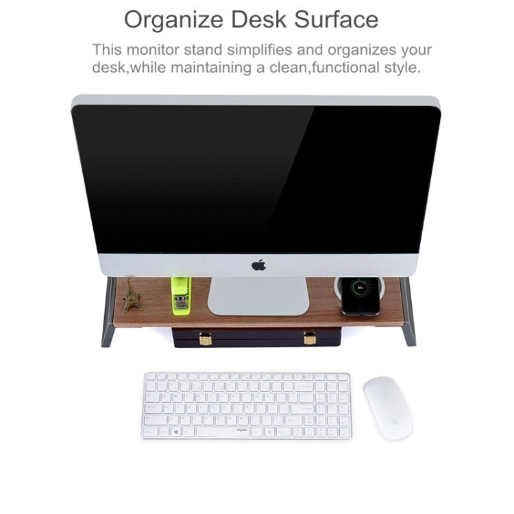 Monitor Stand Riser with Metal Feet for iMac MacBook LCD Display Printer, Lapdesk Tabletop Organizer Sturdy Platform Save Space(Light Wood Grain)