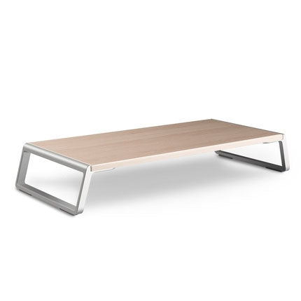 Monitor Stand Riser with Metal Feet for iMac MacBook LCD Display Printer, Lapdesk Tabletop Organizer Sturdy Platform Save Space(Light Wood Grain)