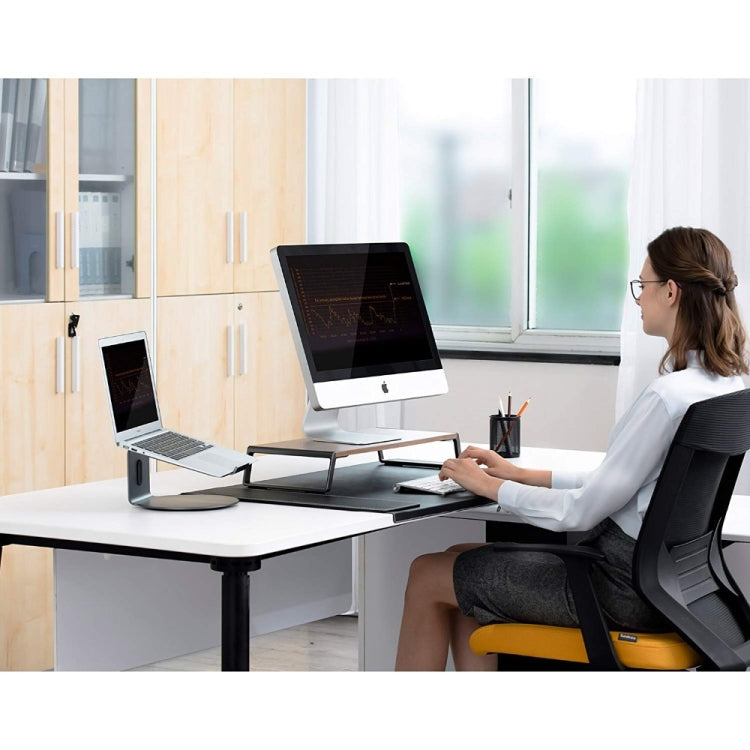 Monitor Stand Riser with Metal Feet for iMac MacBook LCD Display Printer, Lapdesk Tabletop Organizer Sturdy Platform Save Space(Black)