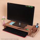 Elevated Wood Computer Monitor Stand Riser Laptop Shelf Desk Organizer with Keyboard Storage