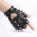 Children Punk Rivet Faux Leather Glove Kids DS Dancing Rock and Roll Jazz Half Finger Glove(Black)
