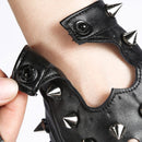 Children Punk Rivet Faux Leather Glove Kids DS Dancing Rock and Roll Jazz Half Finger Glove(Black)