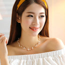 Pearl Multi-Layer Temperament Necklace Earring Bracelet set, Metal color:Gold