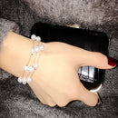 Pearl Multi-Layer Temperament Necklace Earring Bracelet set, Metal color:Silver
