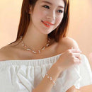 Pearl Multi-Layer Temperament Necklace Earring Bracelet set, Metal color:Silver