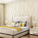 Simple 3D Water Ripple Non-woven Wallpaper Home Decoration Wall Sticker(Beige)